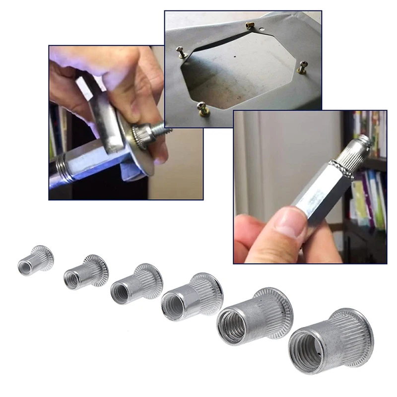 5/10pcs M3 M4 M5 M6 M8 M10 M12 Flat Metric Threaded Rivet Nuts Aluminium Flange Rivnut Insert Nutsert Nuts Fastener