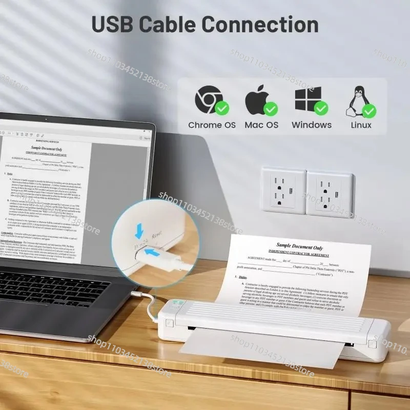 P831 Portable Transfer Printer A4 Wireless for Travel Letter Folding Paper Size 8.5x11inch Office Home E-commerce