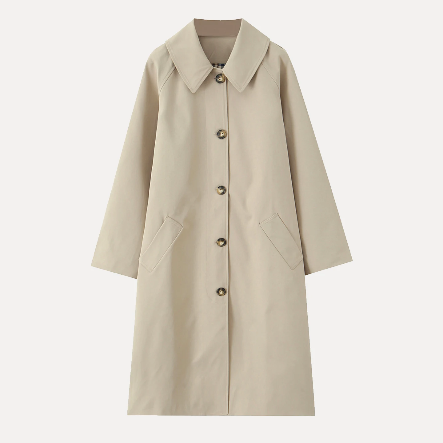 

Длинное клетчатое женское пальто с воротником-стойкой и одной пуговицей, осеннее новое поступление Ele Commuter Sle Z