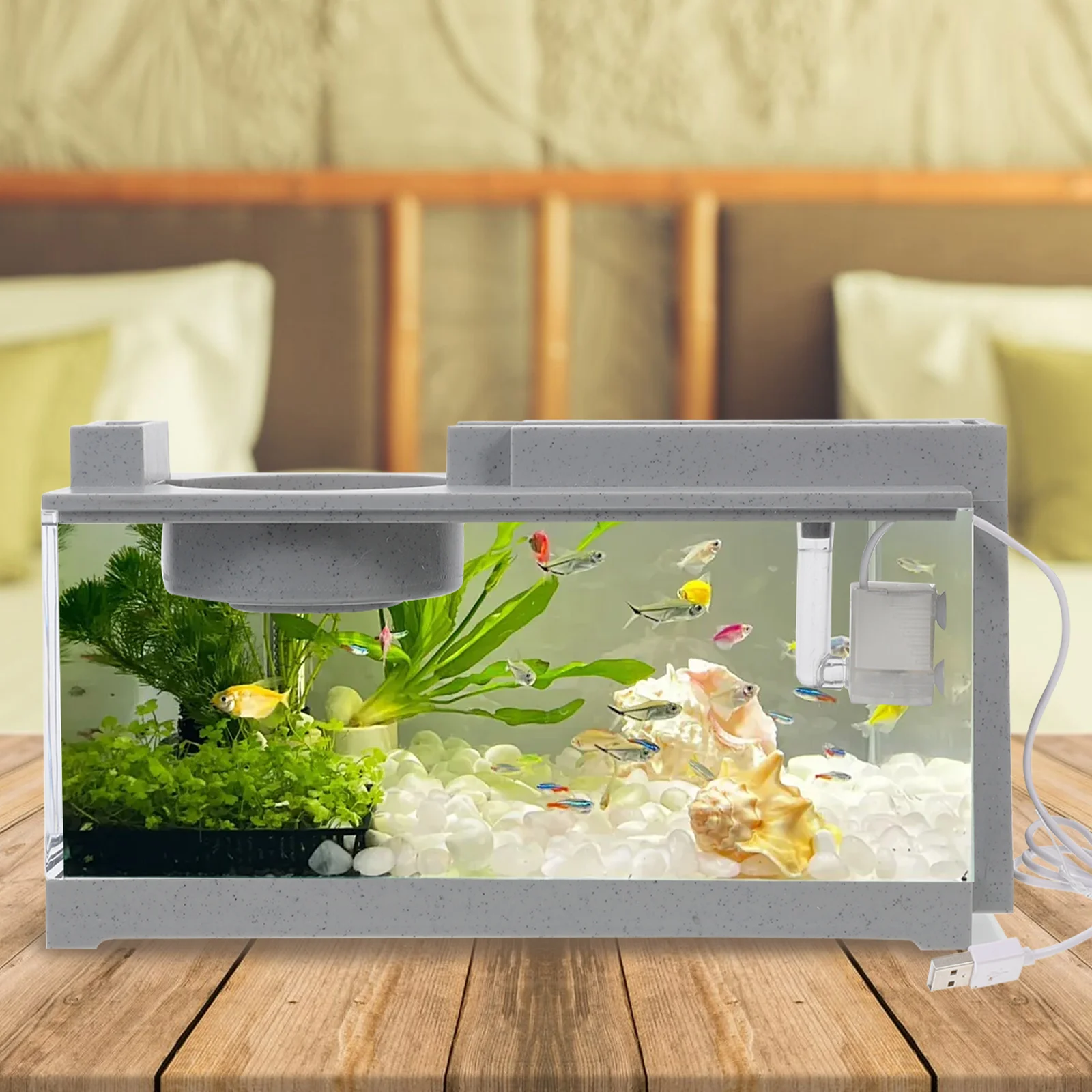 

Mini Fish Tank Bowls Betta Accessories Decorate Tanks Terrarium Aquarium Office Container Desk Small Aquarium Easy Clean Compact