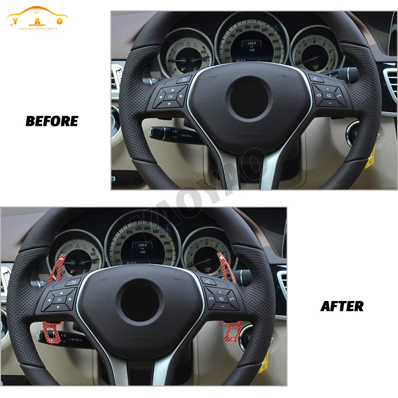 ABS Carbon Fiber Steering Wheel Shift Paddle Shifter DSG Extension Sticker For Mercedes Benz A B GL SLK GLA R M E Class