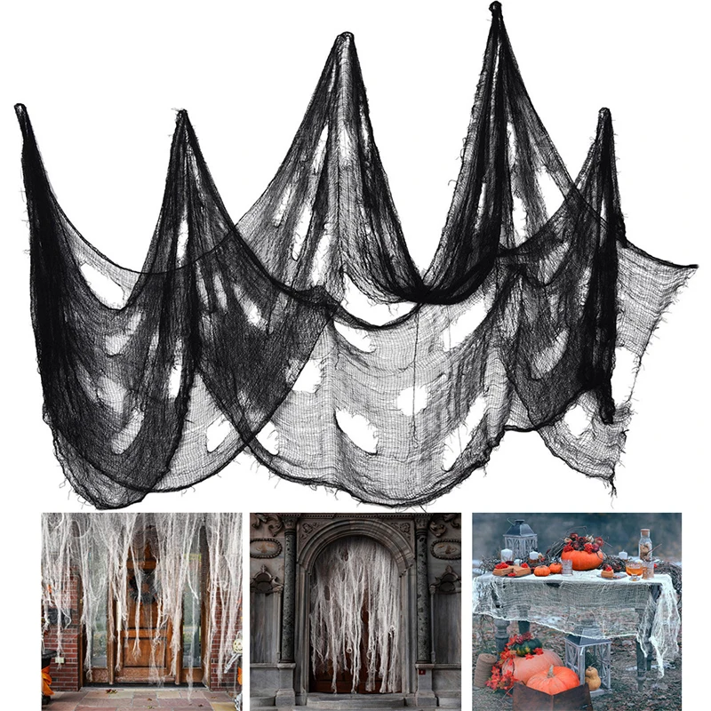 Horror Halloween Decoration Gauze Artificial Spider Web For Haunted House Halloween Party Home Decor Scary Scene Prop