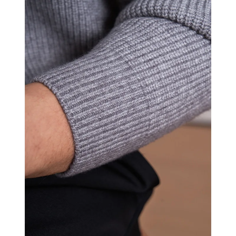 New Fashion Autumn Winter Thickened Collar Men's Sweater Casual Wool Sweater