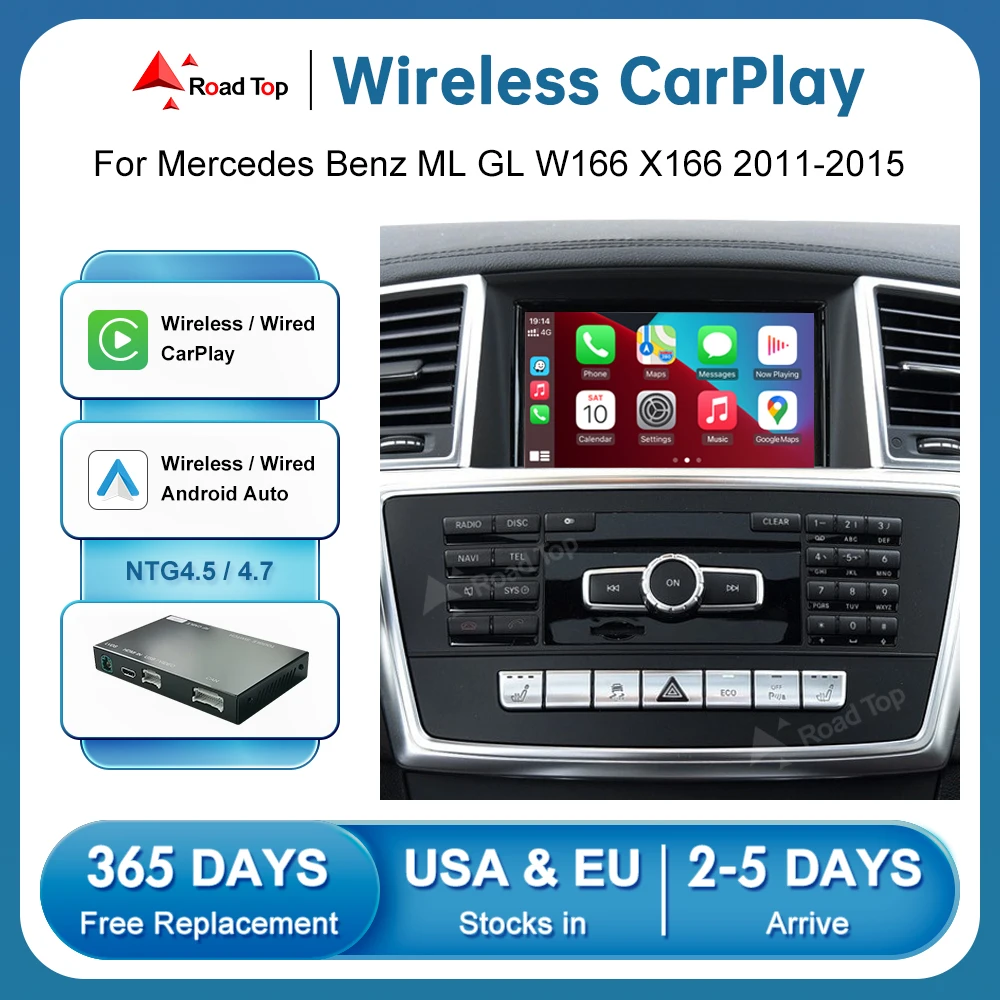 

Wireless CarPlay for Mercedes Benz ML GL W166 X166 NTG4.5/4,7 2011-2015, with Android Auto Mirror Link AirPlay Car Play Function