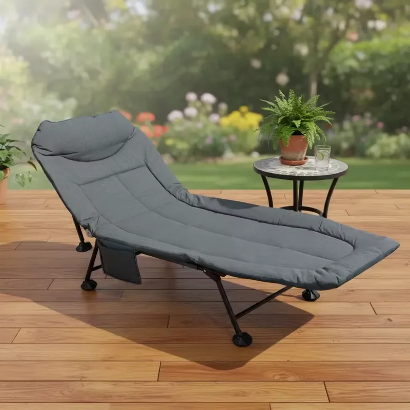 for Foldable American Style Camping Bed Thick Single Bed for Home Office Nap Bed Emergency Mattress Reclining Aluminum Alloy