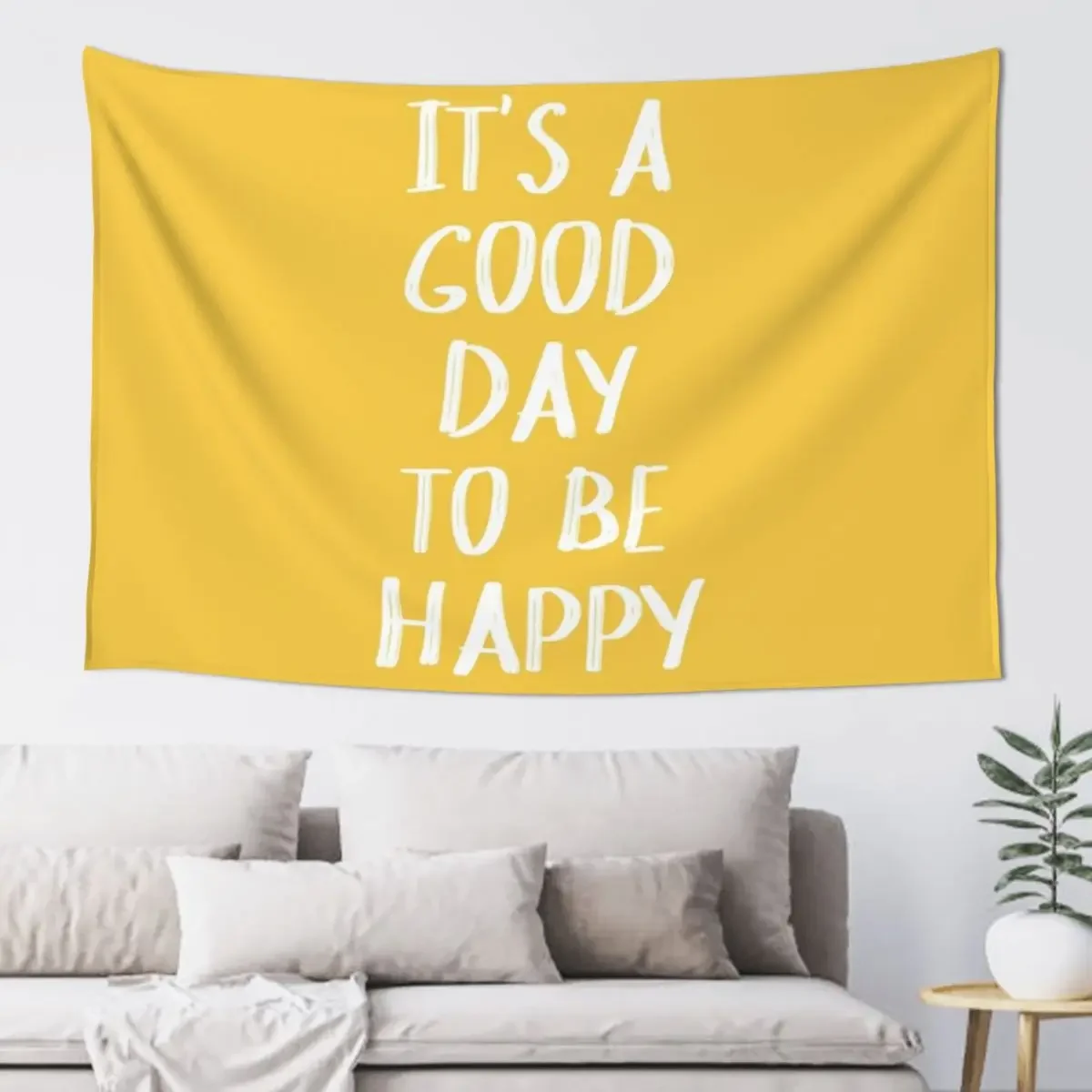 

It's a Good Day to Be Happy in Yellow Tapestry Home Decoration Room Decor For Girls Wall Deco Custom Tapestry