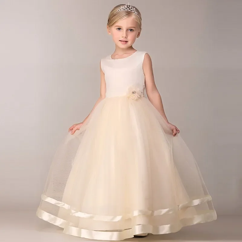 2024 Summer New Girls Dress Summer Lace Wedding Maxi Dress Elegant Kids Party Dresses For Girls Clothes Vestidos 3-12 Years Old