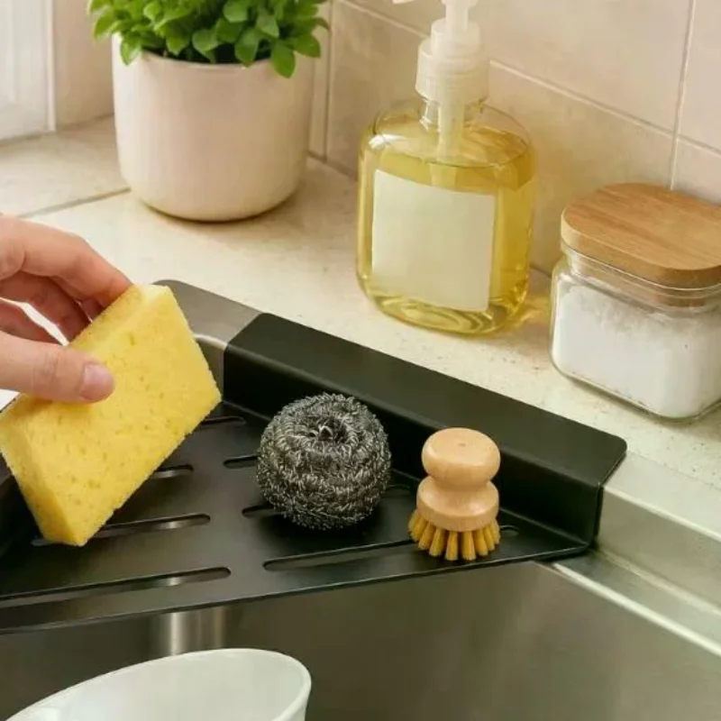 Kitchen Sink Corner Drain Caddy Detachable Fast Draining Stable Storage Organizer for Sponges Brushes Soap Kitchen Sink Tools