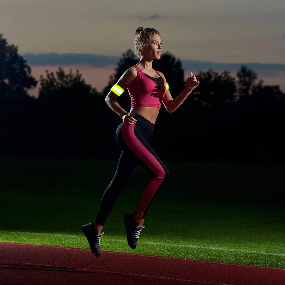 Arm Wrist Ankle Leg Bands High Visibility Reflective Tape Straps Reflective Bracelet Strap for Night Walking Cycling Running