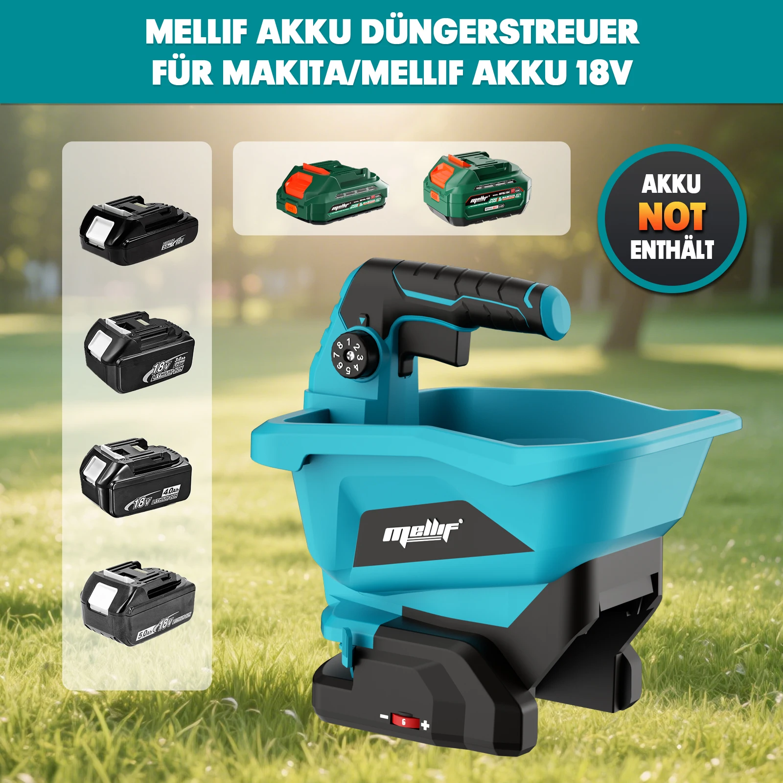Беспроводной ручной разбрасыватель для аккумулятора Makita 18 В BL1830, портативный электрический разбрасыватель для семян травы, соли, удобрений (только инструмент)