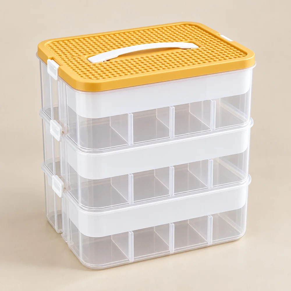 Plastic Building Block Storage Box Toy Parts Organizer Grid Container Kids Puzzle Sorting Bin Modular Stackable Drawer Layers