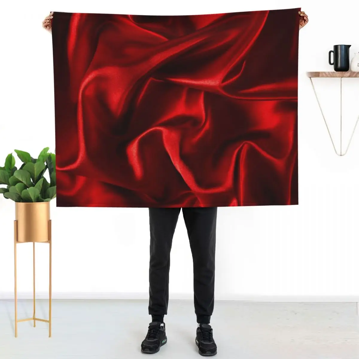 

Red silk velvet texture Throw Blanket Breathable Lightweight Blanket for Adults Kids