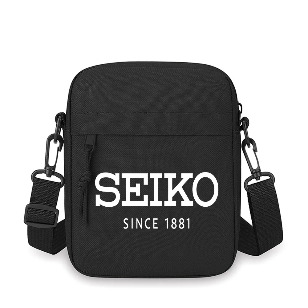 Seiko black background watch brand Men Crossbody Bag Single Shoulder Women Cartoon Anime Film Printing Design Unisex