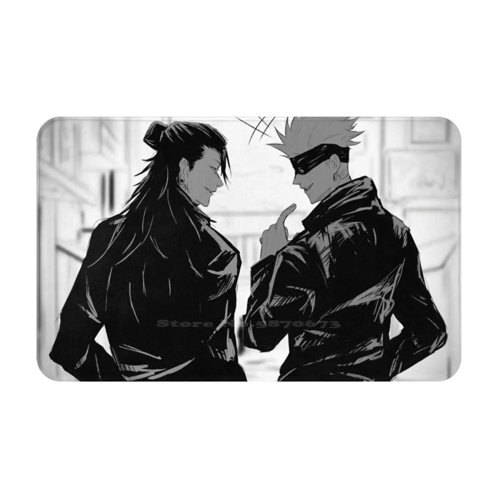 Gojo & Geto Black N White Soft Cushion Car Home Carpet Door Mat Gojo Satoru Geto Jjk Getou Gojou Satoru Manga Satoru Gojou