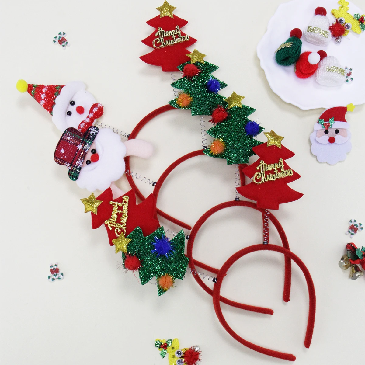 

Рождественские повязки на голову: милые повязки на голову Санта-Клауса/Снеговика/Рождественской елки, рождественские повязки для волос, креативные рождественские аксессуары для волос