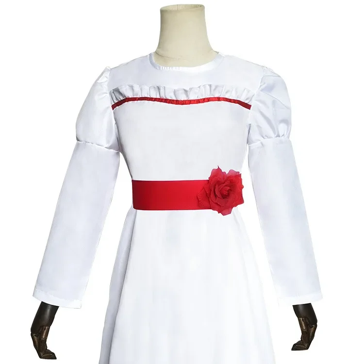 Halloween Costume For Women Annabel Halloween Horror Doll Cosplay Dress White Fancy Dress Party Scary Cosplay Movie Outfit