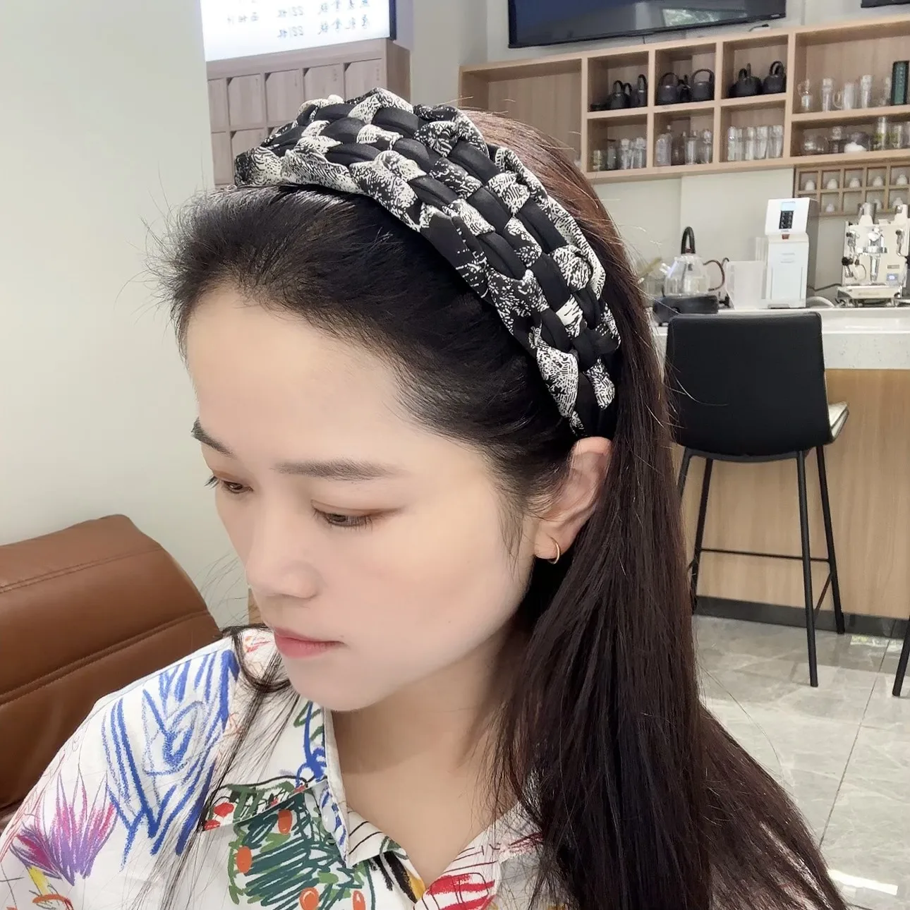 British Bear Plaid Crossed Hair Accessories Headbands For Women High Quality Retro Coffee Brown English Plaid Hair Band Scrunchy