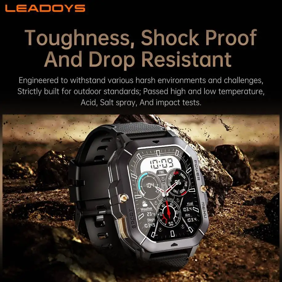 Leadoys C28 Smartwatch 2.02 inch Full Touch Fitness Tracker with Call Notification, Weather, and Custom Watch Faces
