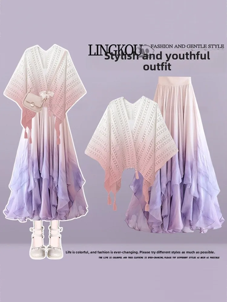 

Летний модный комплект из трех предметов: топ с V-образным вырезом, рукавом 3/4 и вырезами, в ретро-стиле, с высокой талией, для женщин