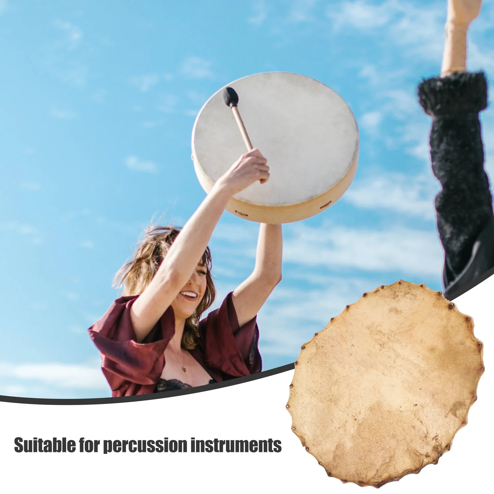 

Round Cowhide Drum Skin Large Percussion Instrument Head Sturdy Safe Useful Wonderful Workmanship Fine Texture