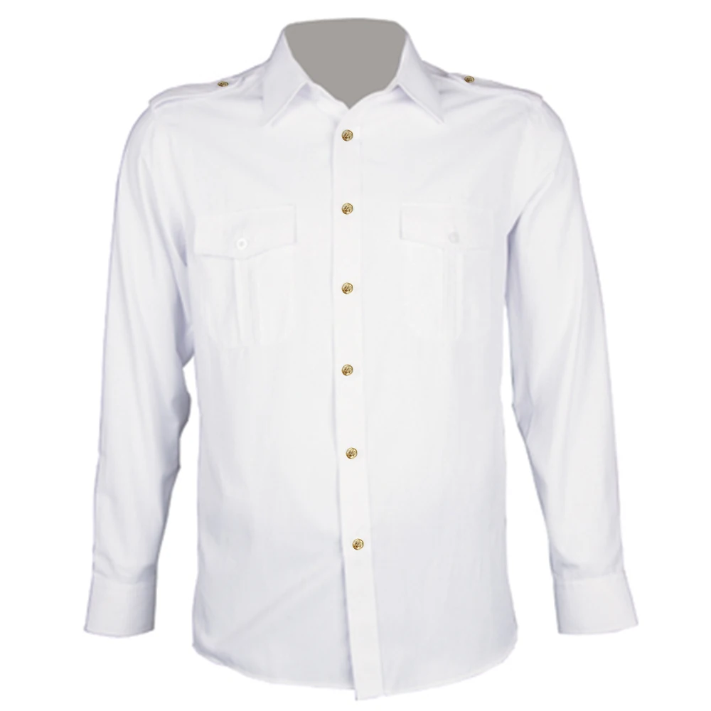 Super Quality Navy Military Uniform Yacht Captain Pilot Shirt Mens White Airline Pilot Uniforms