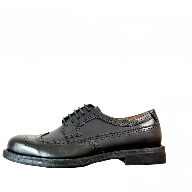 

Британские кожаные туфли броги с резной толстой подошвой, мужские свадебные туфли для жениха, дышащие туфли дерби ручной работы из натуральной кожи, мужское платье