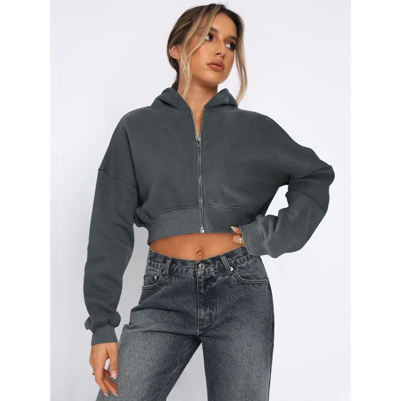 Women's Autumn Spring Top Coat Sweatshirt Hoodie Cardigan Zipper Simple Comfortable Casual Design Fashion Niche Versatile Skinny