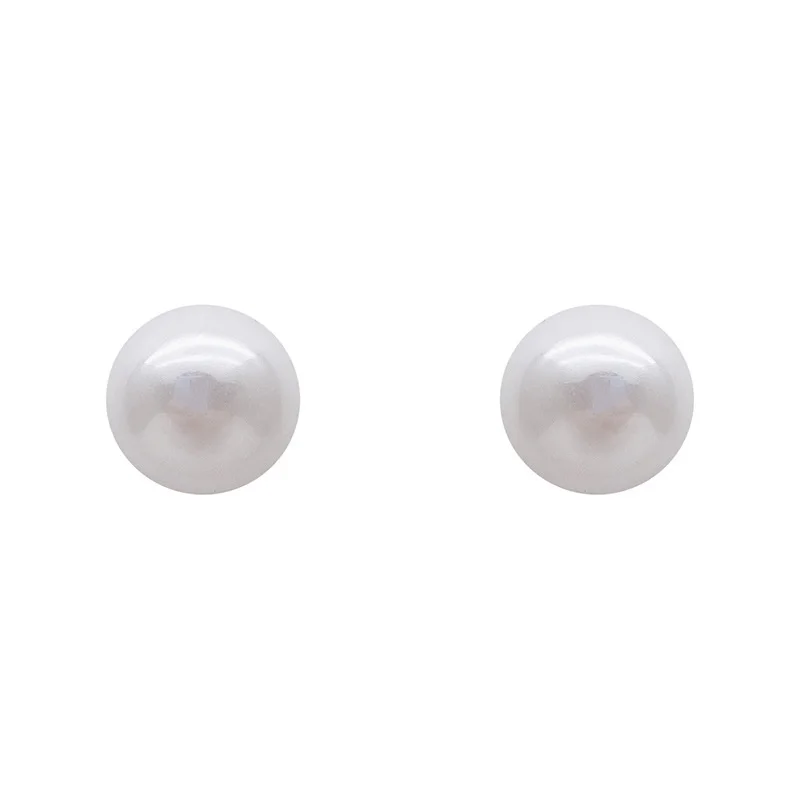 Korean Elegant White Glossy Pearl Stud Earrings For Women Exquisite Simple Imitation Pearl Round Earring Wedding Party Jewelry