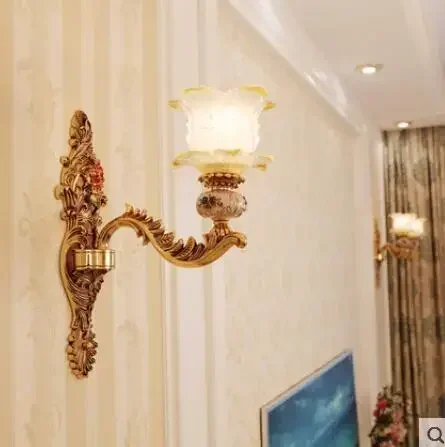 european-style bedroom wall lamp aisle french crystal living room lamp