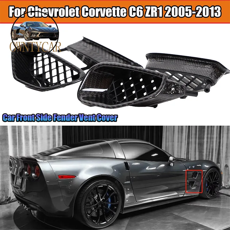 Real Carbon Fiber For Chevrolet Corvette C6 ZR1 2009-2013 Outlet Side Fender Air Vent Splitter Trim Car Accessories Replace part