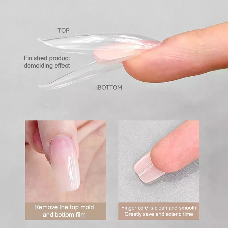 Sandwich Dual Nail Forms 60pcs 15Size Quick Extensions-Dual Forms T-shaped Ellipse Manicure Forms Top Mold Bottom Mold 3D