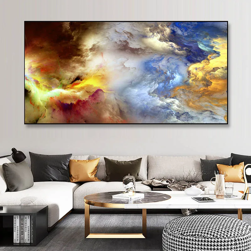 Abstract Colorful Blue Cloud Canvas Painting Landscape Posters And Prints Modern Wall Picture Living Room Home Decor No Frame