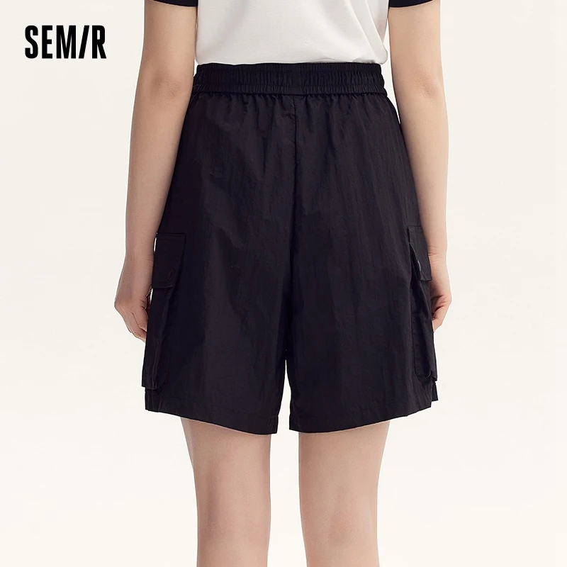 Semir Women Elastic Waist Loose Fit Solid Color Shorts 2024 Summer New Retro Textured Work Pants Cool And Trendy