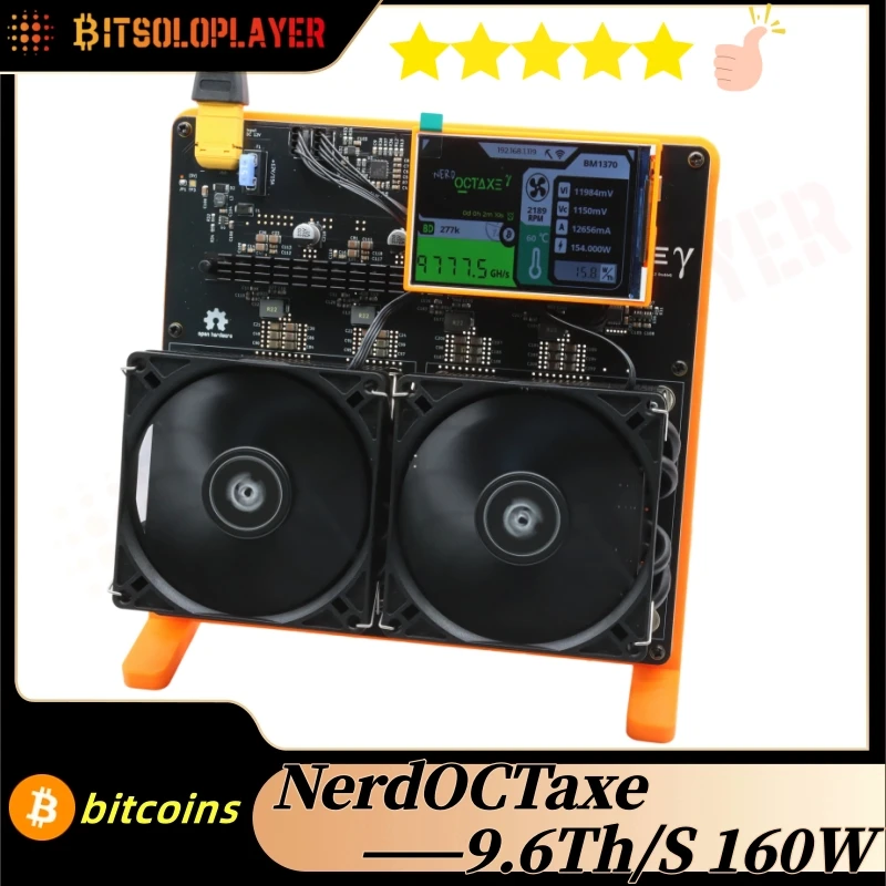 NerdOCTAxe 9.6Th/s 160W 3.5inch Display sha-256 algorithm bitcion Solo Miner NerdOctaxe Home Mini Bitcoin Mining Machine