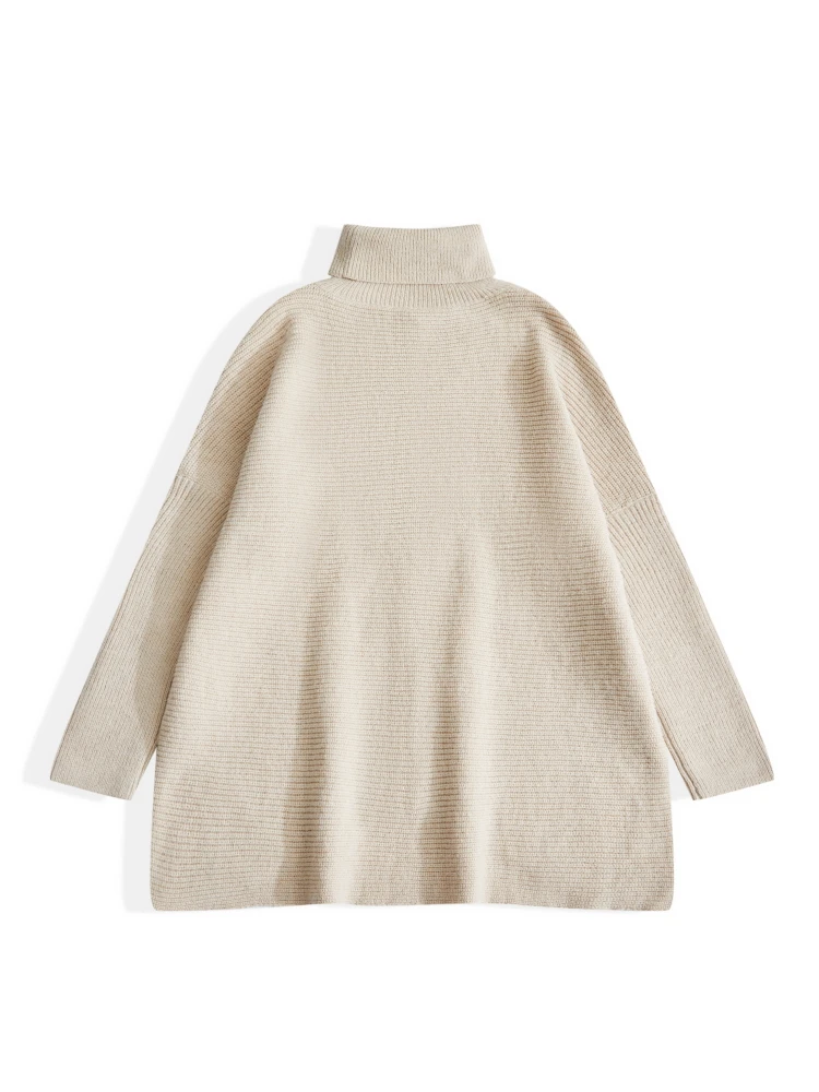 ONELINK – pull Beige en laine à col roulé pour femme, vêtement surdimensionné, col rabattu, tricot torsadé, disponible en grandes tailles, collection automne et hiver