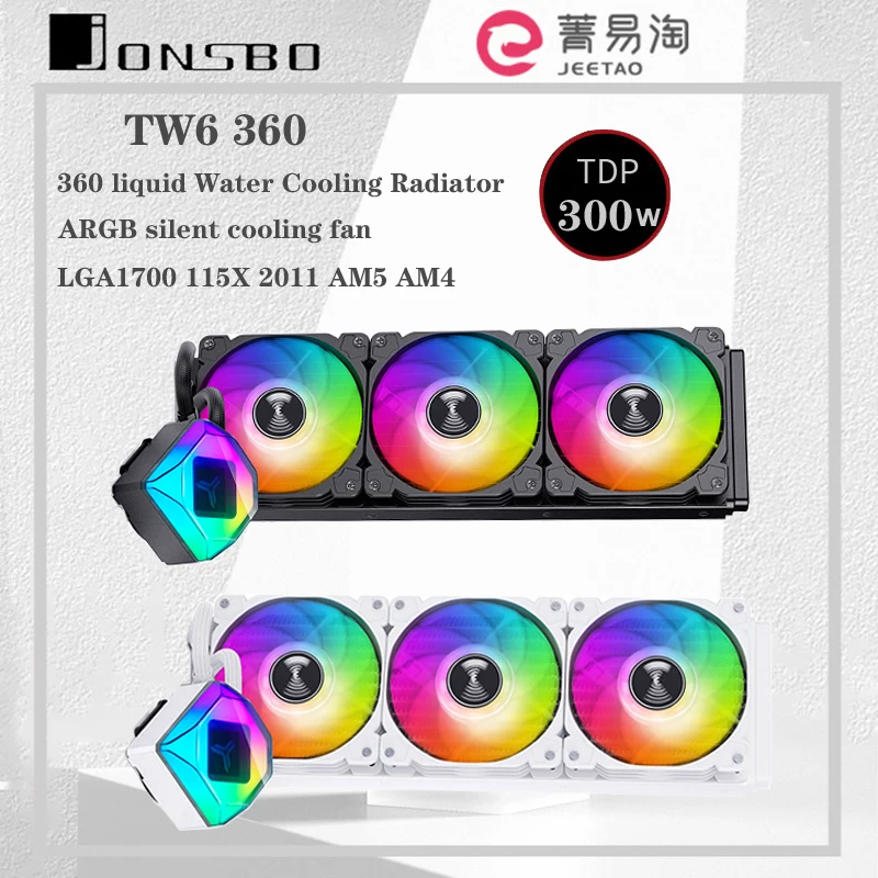 Jonsbo TW6-360 ARGB radiatore di raffreddamento ad acqua liquida CPU Cooler Computer Chassis 120mm ventola radiatore LGA115x 1200 1700 AM5 AM4