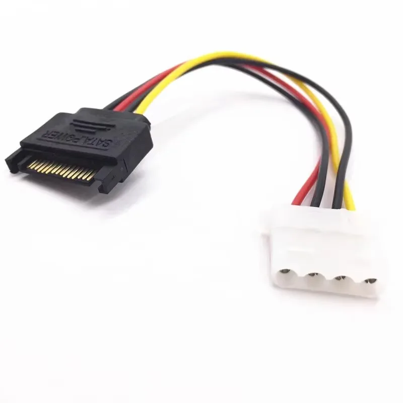 15 دبوس SATA ذكر إلى موليكس IDE 4 دبوس شاحن أنثي تمديد كابل الطاقة IDE إلى اللوحة الأم التسلسلية ATA الكمبيوتر HDD القرص الصلب