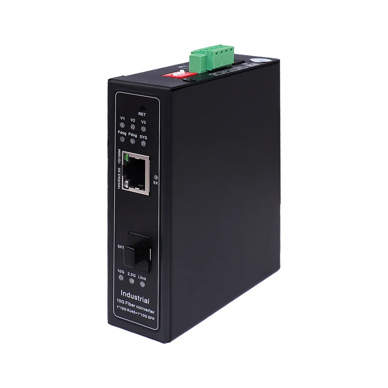 JT-COM 10 Gigabit L2-Managed industrieller Transceiver mit 1 * sfp + und 1*10g rj45 Port Medien konverter. Unterstützt rstp