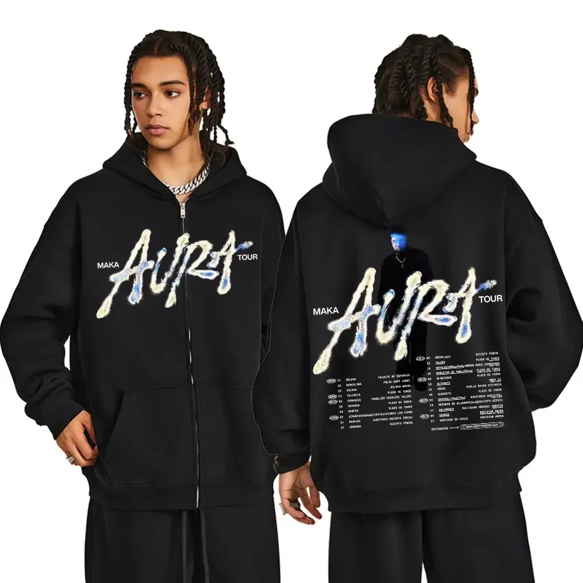 

Pop Rapper Maka Nice Aura Tour Merch Zip Up Hoodies Mens Women Harajuku High Quality Casual Sweatshirt Oversized Man Hip Hop Hoo