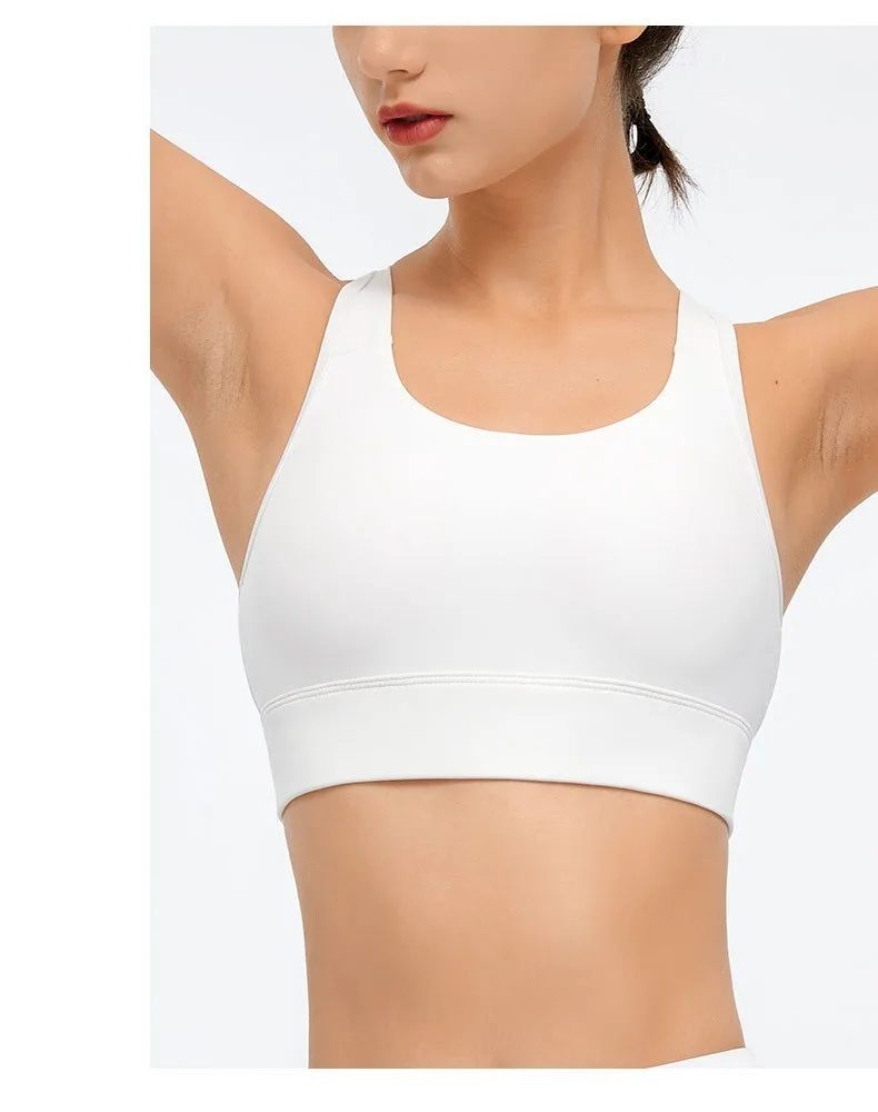 

Women's Summer Slim Sporty Bra Shockproof Thin Shoulder Strap Running Tank Top Dry Sweatwicking Vests Sportswear Woman Gym Bras