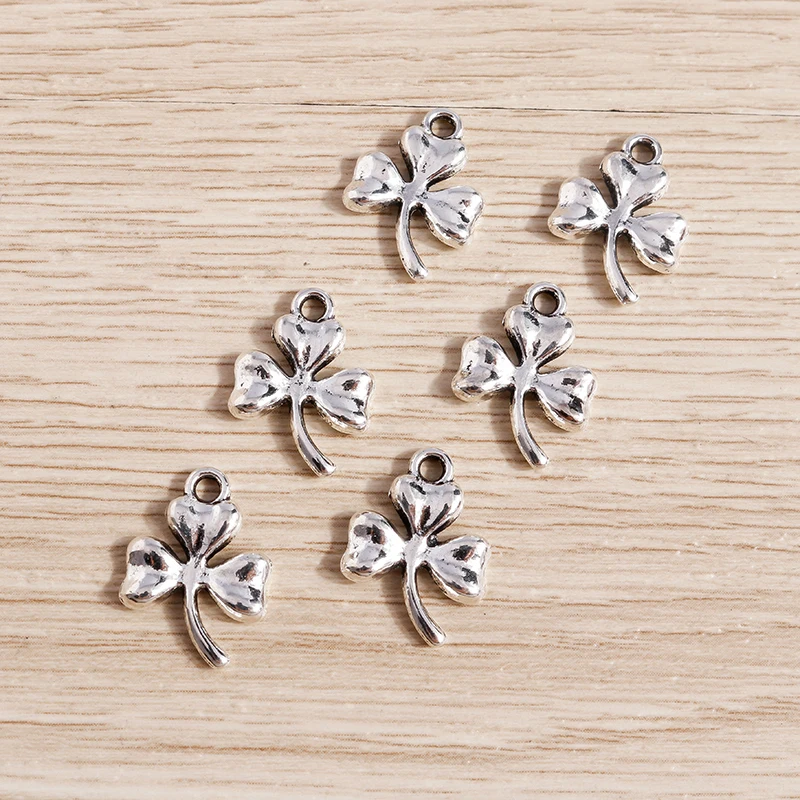 Tusember 30 Stück 12 x 17 mm Charms Metall Glücksklee Blumenanhänger für DIY niedliche Ohrringe Halsketten Schmuckherstellung Handwerk – Detail 6