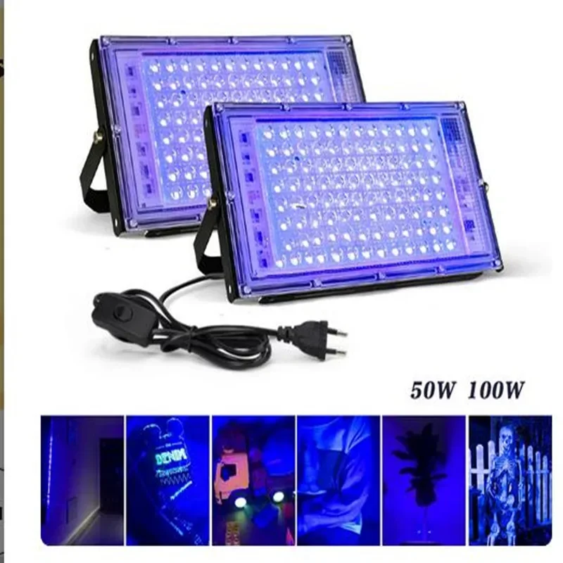 

395nm 400nm Led UV Floodlight Ultraviolet Stage Lamp 50W 100W LED Stage Blacklight Waterproof Disco Party Stage Backlight