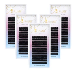 RUJADE 5 Trays/Lot Russian Volume Eyelashes Silk Natural Soft Bottom Lashes Individual False Mink Lashes Extension Supplies