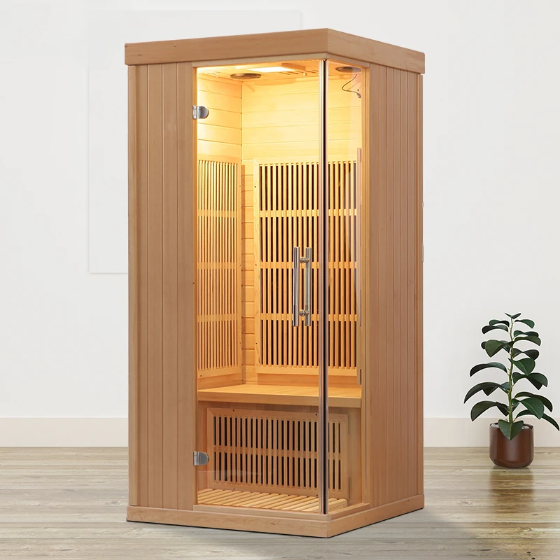 

Steam sauna room Far infrared carbon crystal heating plate Red light wave steam Wood household fumigation sweat room