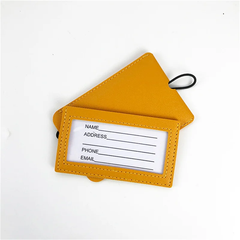 New Style PU Leather Luggage Tag Name ID Address Tags Suitcase Luggage Tag Solid Color Portable Label Boarding Pass Tag