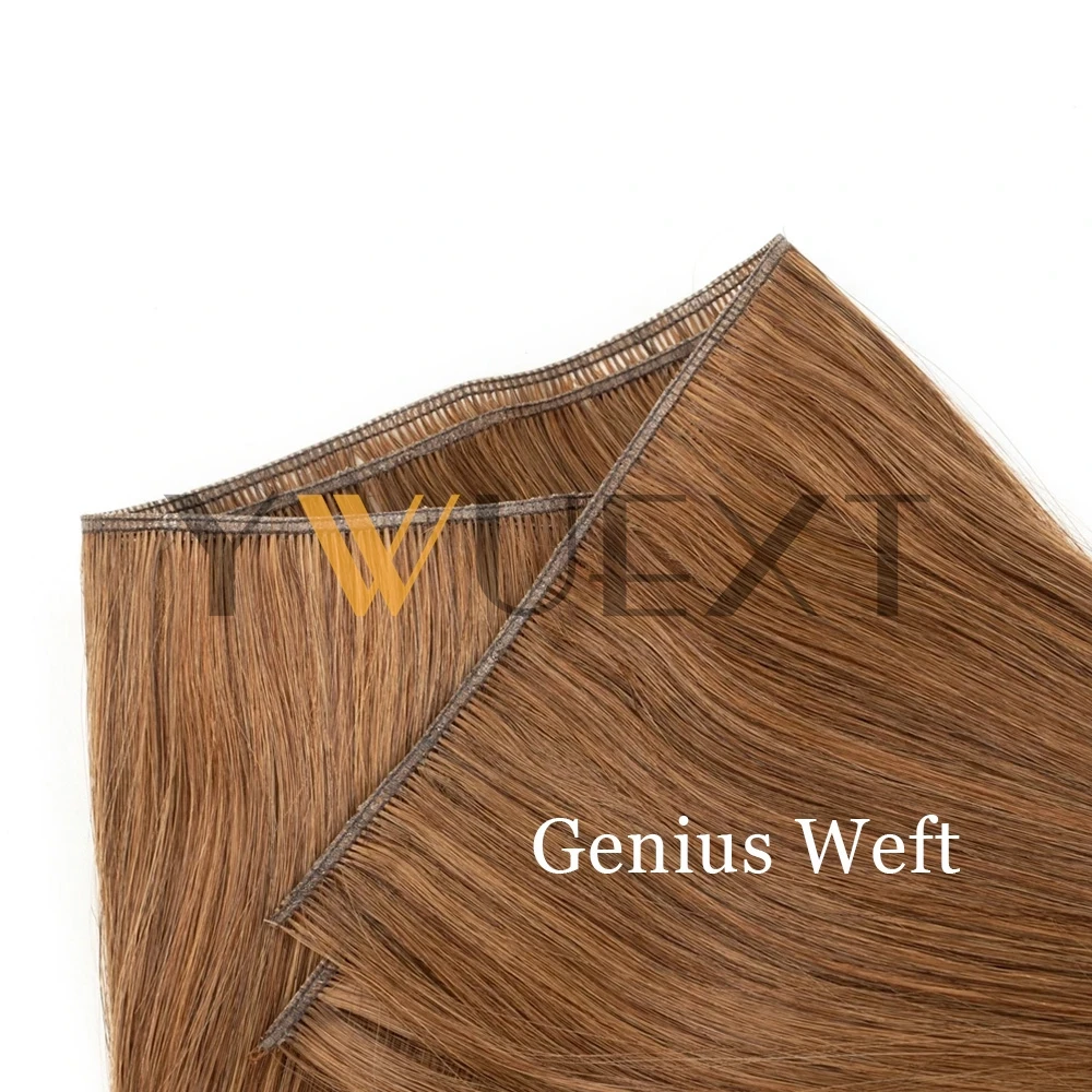 

Натуральные человеческие волосы Genius Weft, невидимые утки, 12-20 дюймов, гибкие плетения волос, натуральные прямые пучки волос, 40-50 г