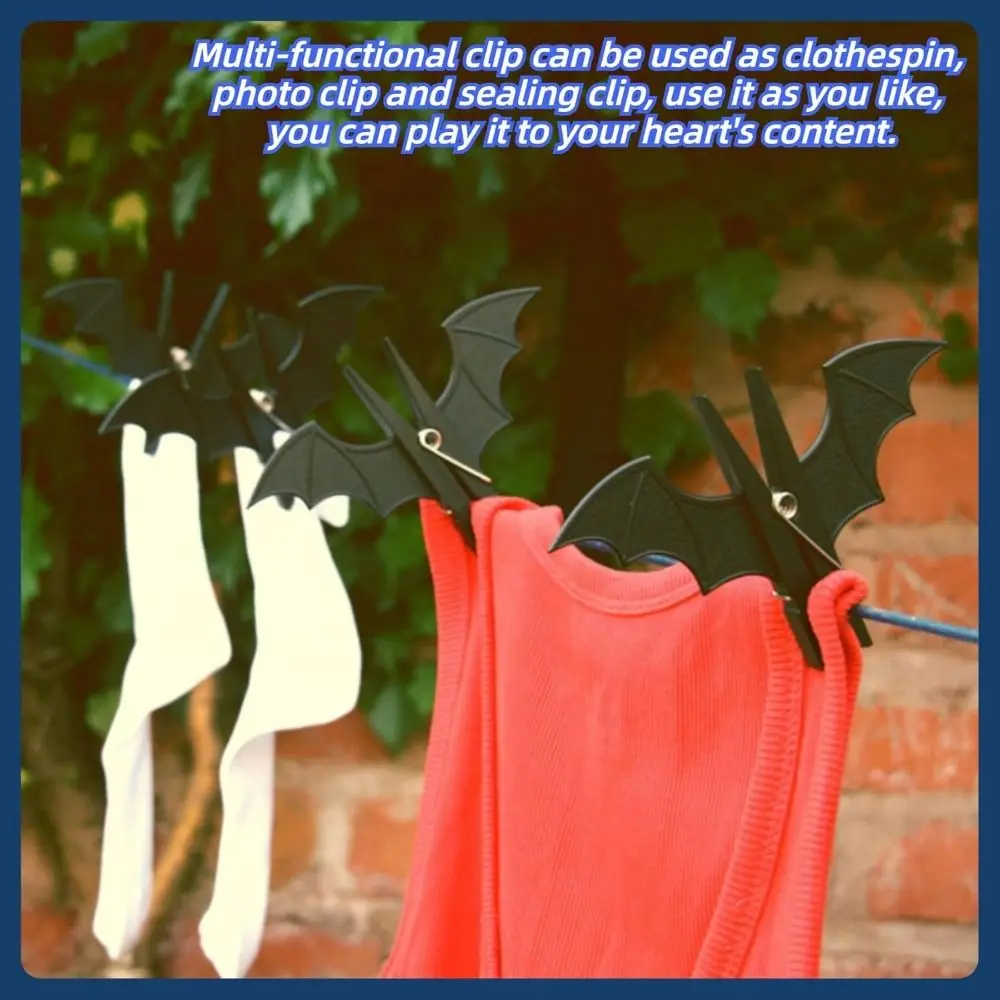 4Pcs Creative Windproof Bat Clothes Pegs Anti Slip Anti-fall Clothes Hanging Clips Convenient Easy To Use Bat Clothespins Socks