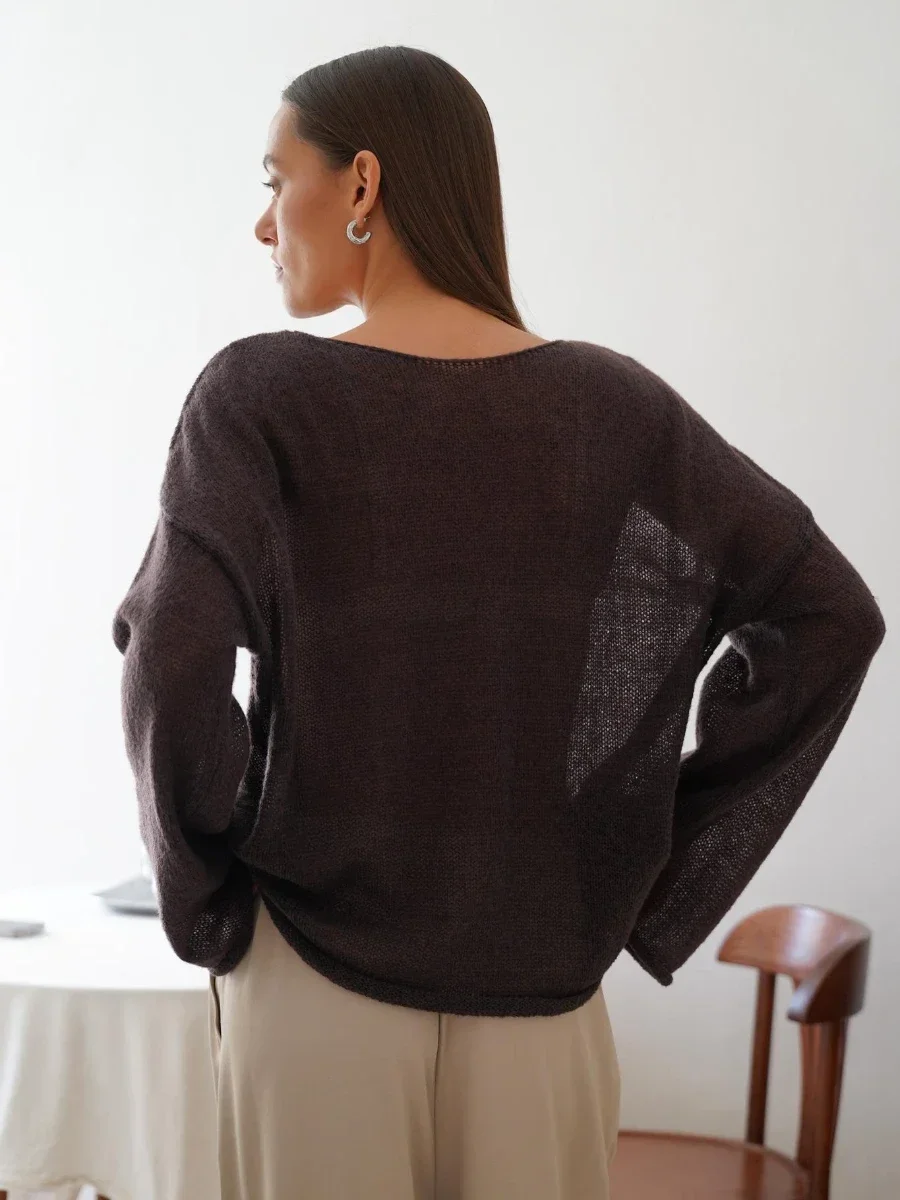 Pullover da donna estivi Chic maglione nero Sueter donna oversize moda casual felpa con maniche svasate allentate Mujer Pull Femme