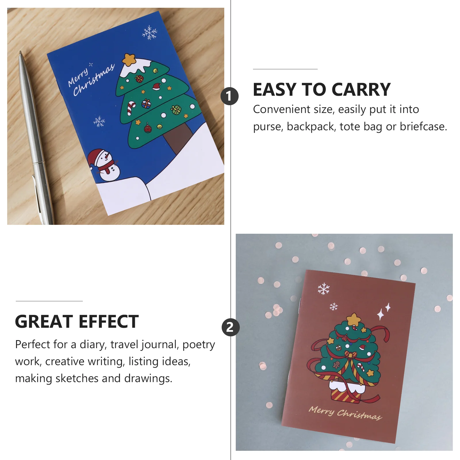 50 Pcs Christmas Book Notebook School Notepad The Student Journal Writing Cartoon Diary Pocket