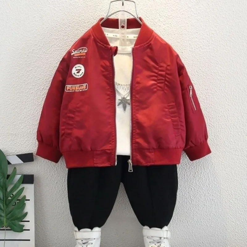 

2025 New Boys Autumn Jacket Cartoon Standing Collar Baseball Jacket Trendy Kids Coats